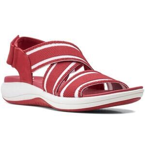 Cloudsteppers Clarks Women Mira Lily Slingback Sport Sandal Size US 8W Red White